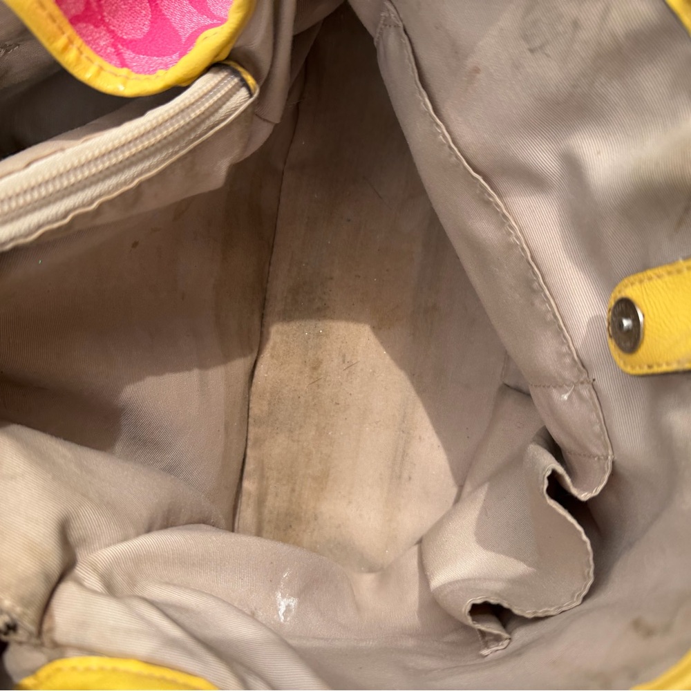 Coach Pink Signature Tote with Yellow Stripe - Picture 4 of 16